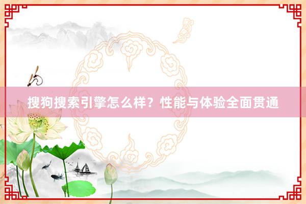 搜狗搜索引擎怎么样？性能与体验全面贯通
